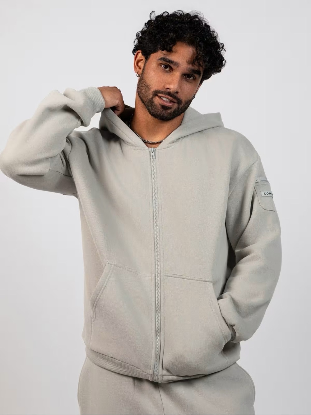 Comfrt Zip Travel Hoodie in Stone